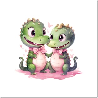 Valentine Crocodile Couple Posters and Art